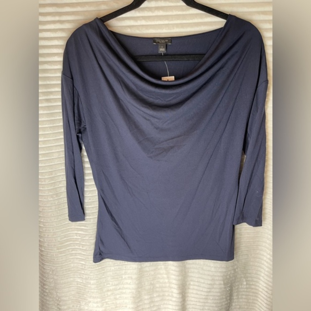 ANN TAYLOR FACTORY DROP NECK LONG SLEEVE BLOUSE